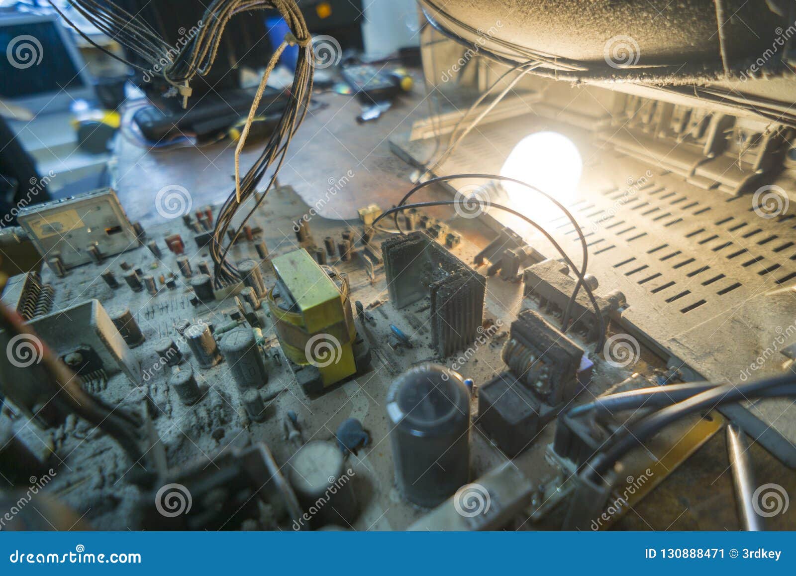 OLD TV ELECTRONICS INSIDE REPAIRING MAIN BOARD Stock Image Image of