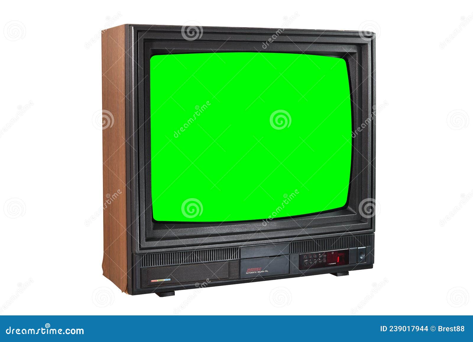 The Old TV on the Isolated. Old Green Screen TV for Adding New Images
