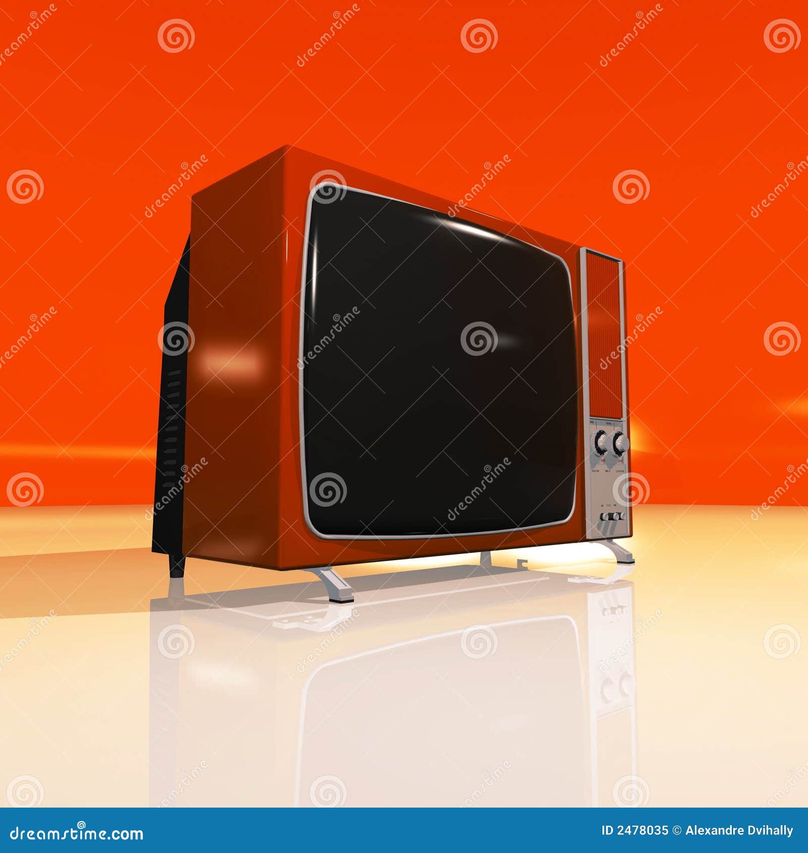 Old TV RED Television stock illustration. Illustration of vintage