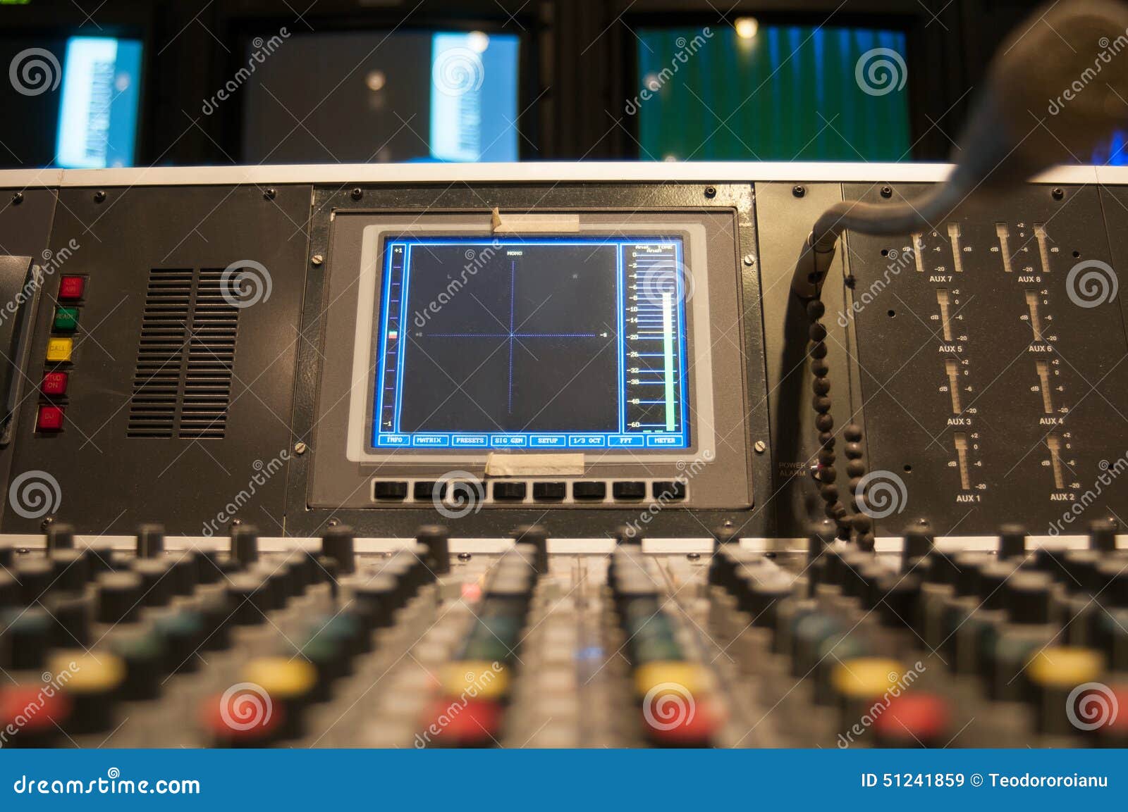 Old tv sound desk stock image. Image of bass, gigs, green 51241859