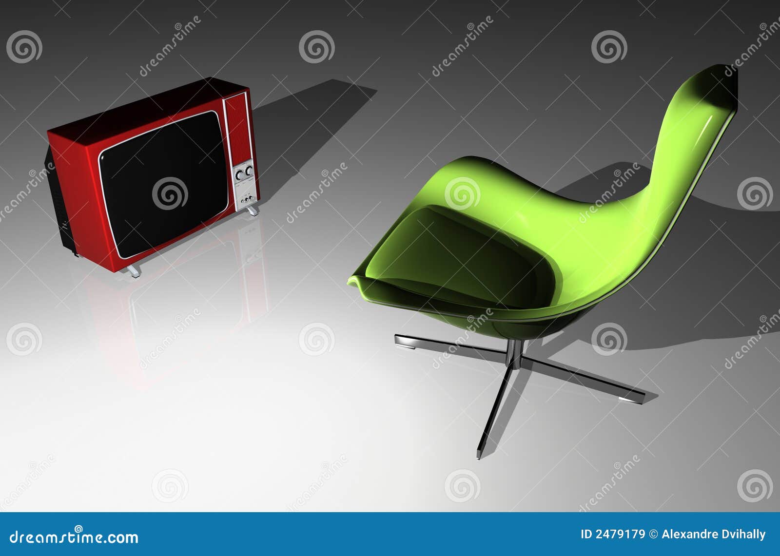 Old TV Television and Seat Stock Illustration Illustration of