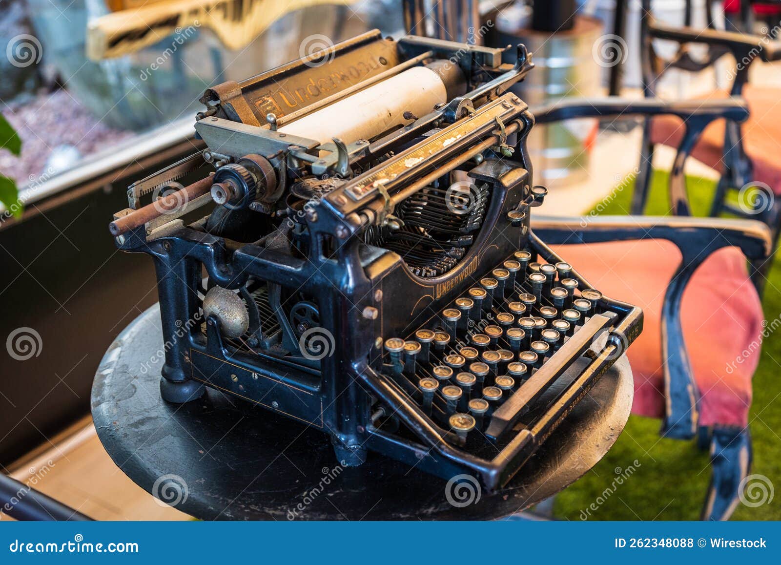 Old Typewriter with Round and Brown Keys Editorial Stock Photo Image