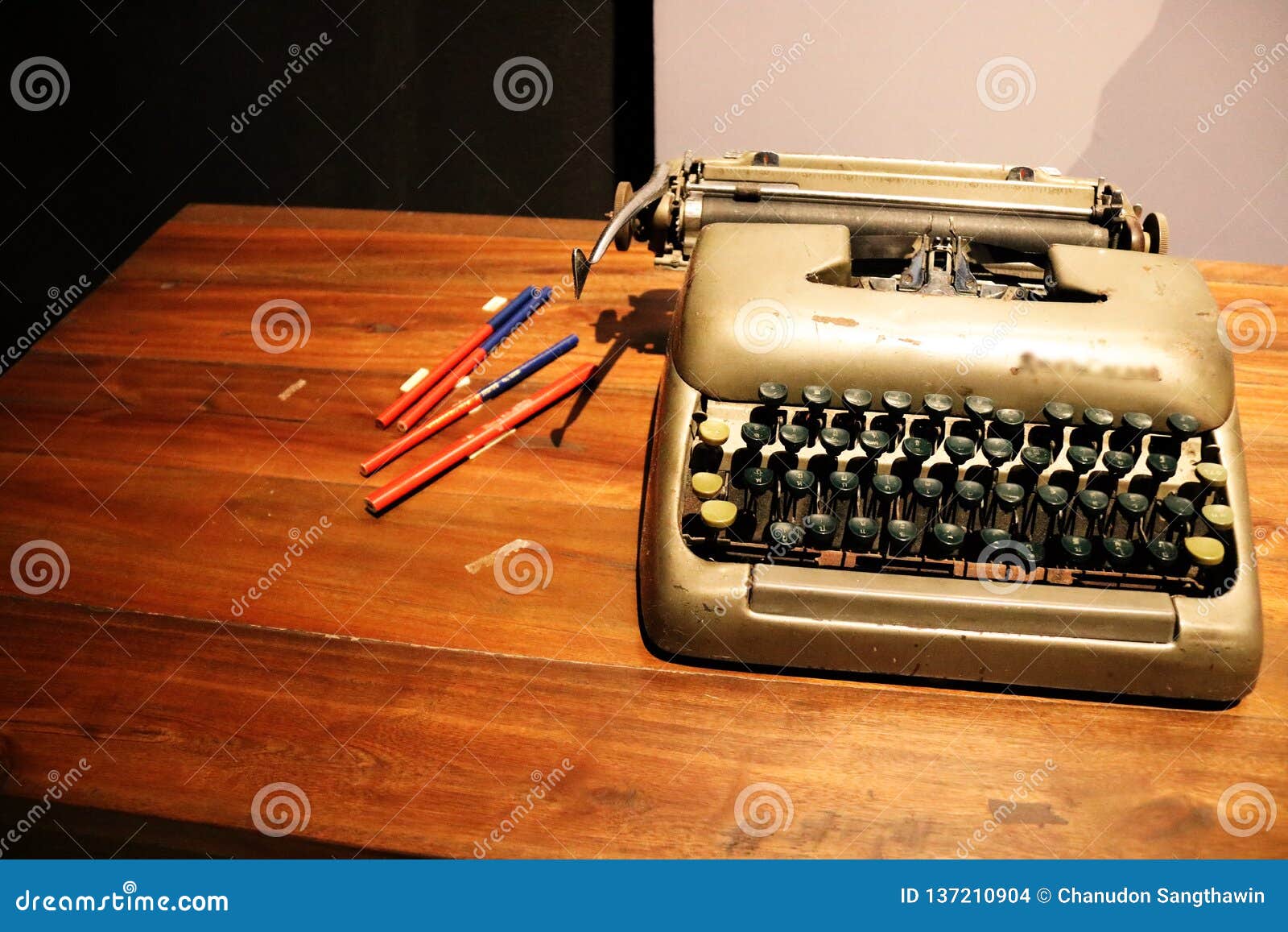 Old Typewriter on the Table. Stock Photo Image of editor, object