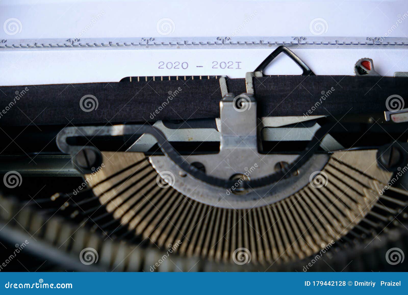 Old Typewriter, the Years 2000 and 2001 are Printed on a Sheet Stock