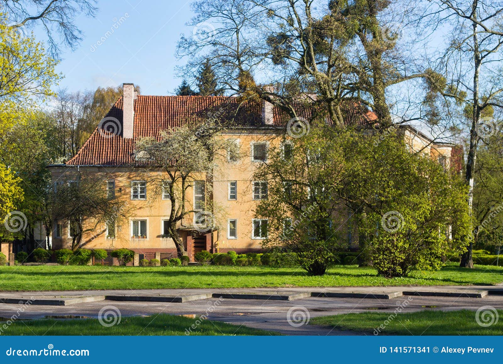 old typical historical building in center of kaliningrad, russia.