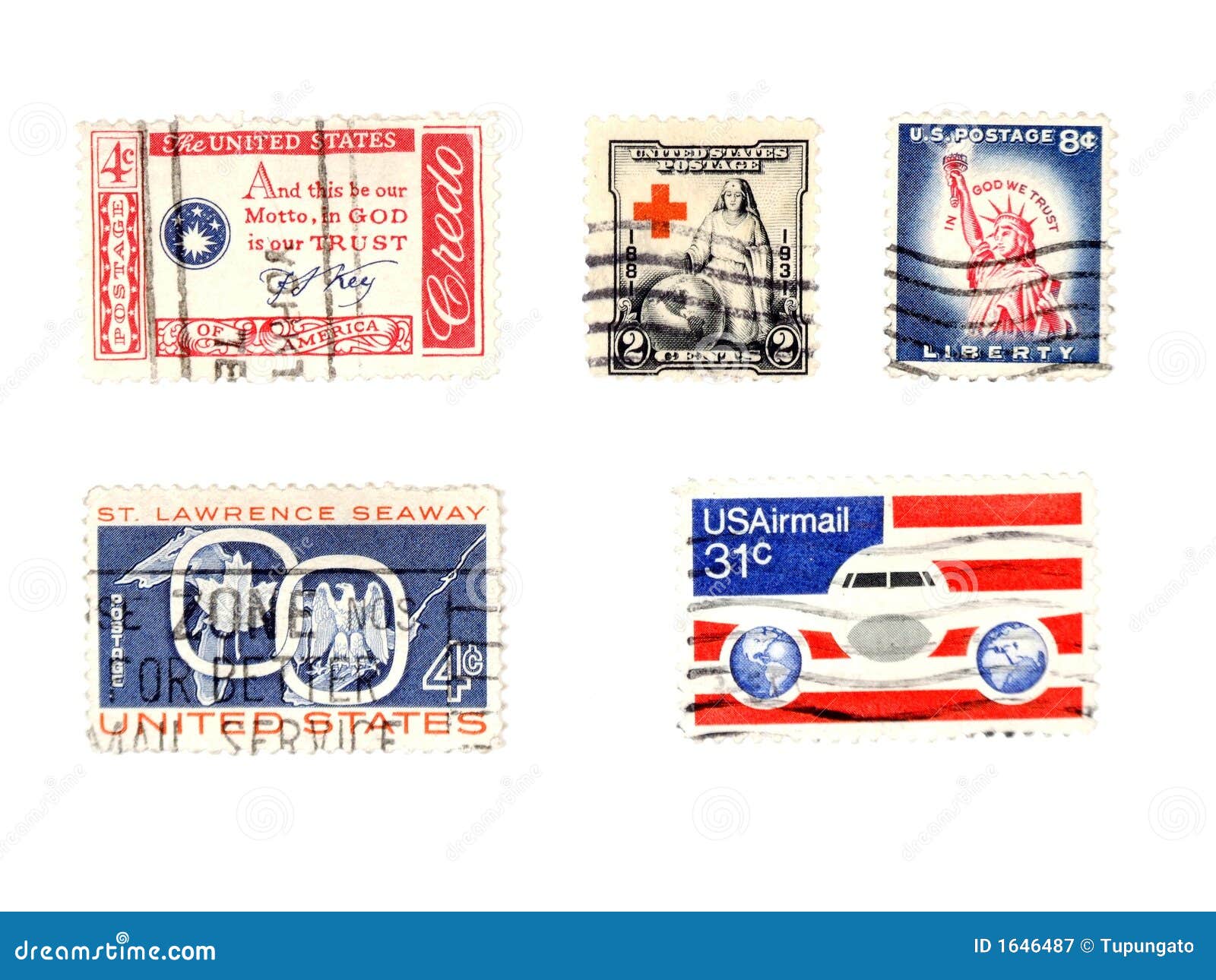 Old US Postage Stamps - Collectibles Editorial Photography - Image