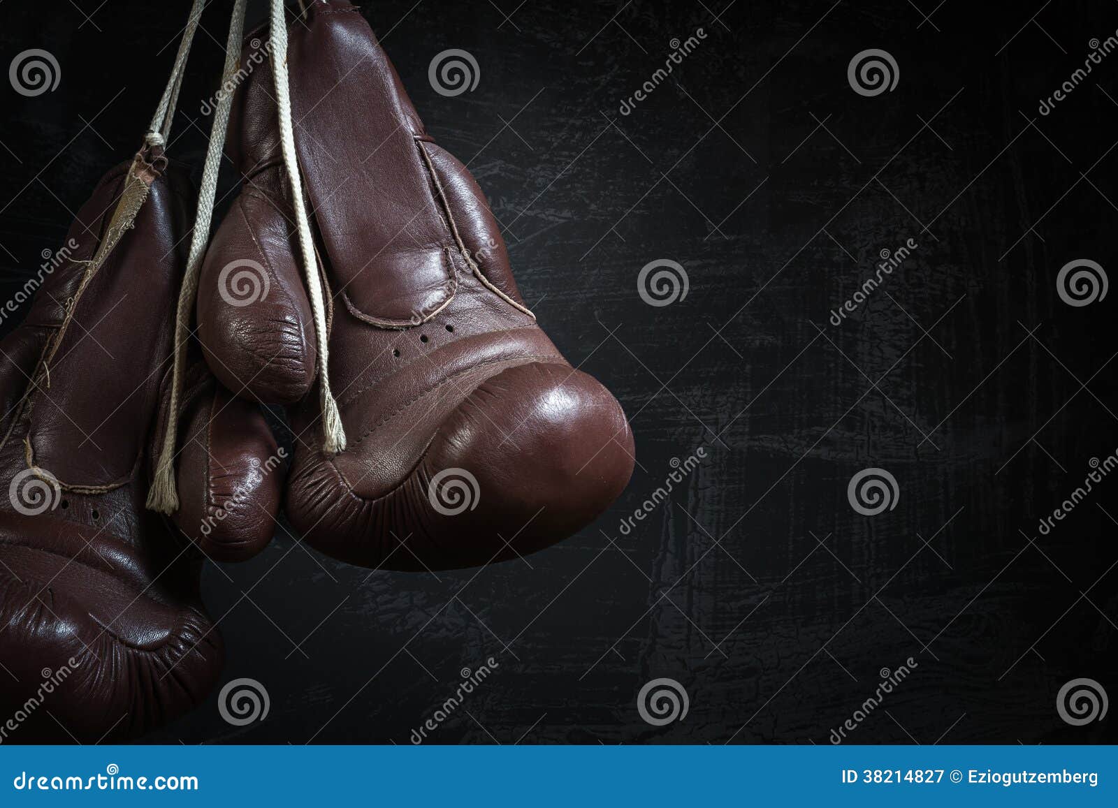 Old Used Boxing Gloves, Hanging before a Dirty Wall Stock Image Image