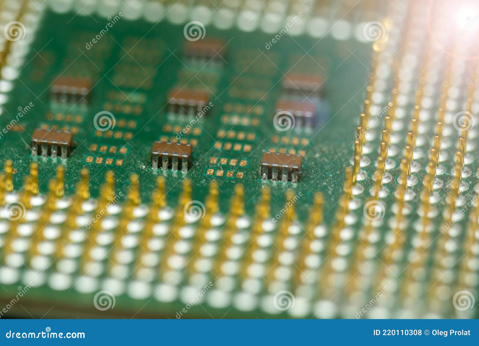 Old Used CPU Microprocessor for Desktop in Macro Stock Photo Image of