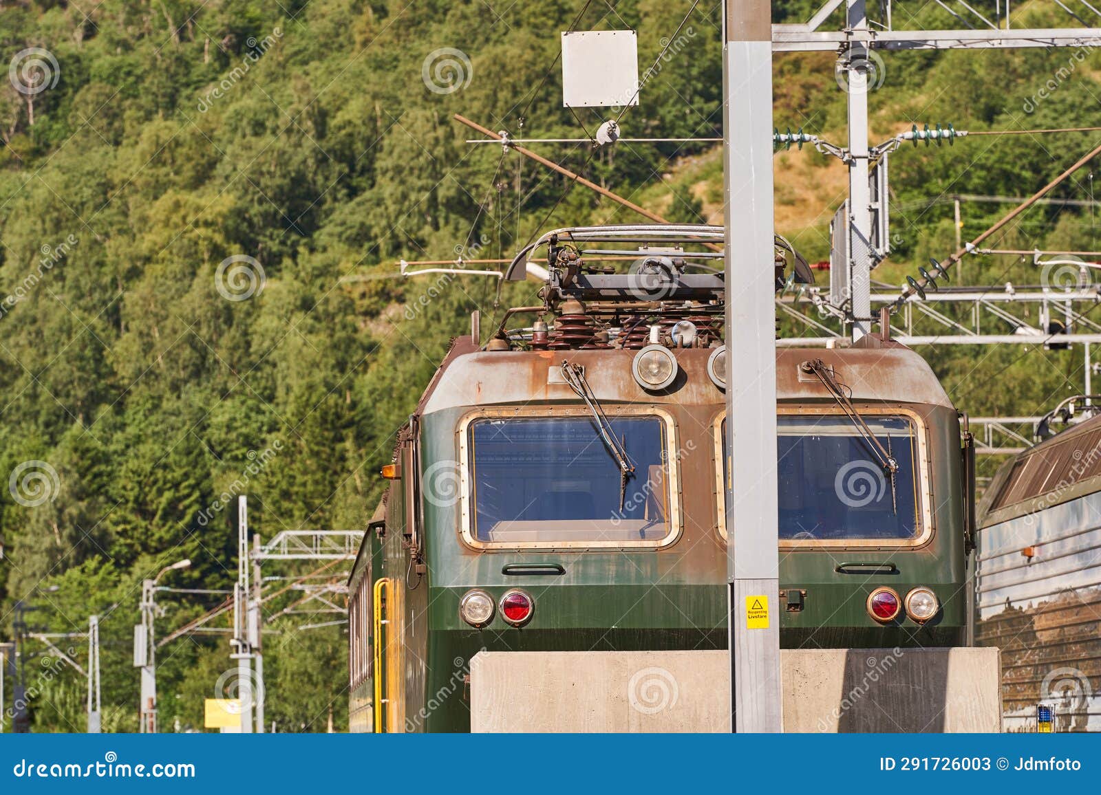 old used german electric locomotive of flamsbana train in norway.