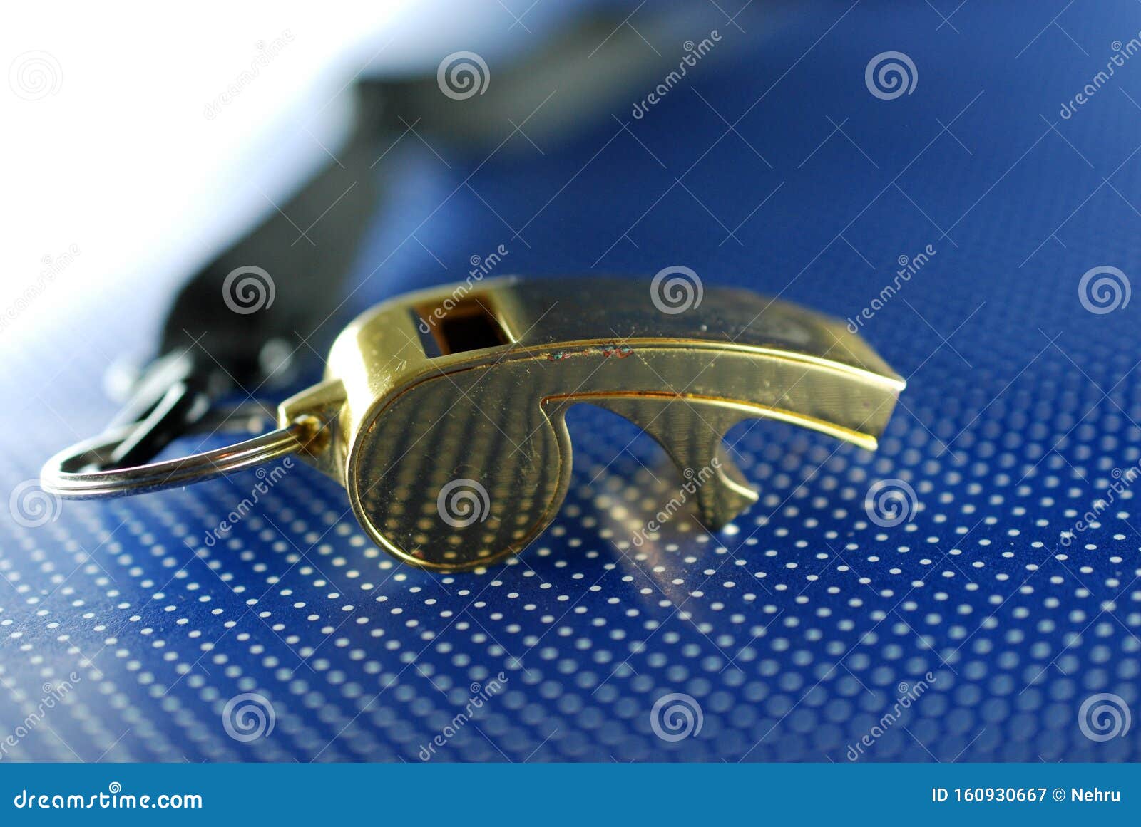 Old Used Gold Colored Soccer Referee Whistle Stock Image Image of