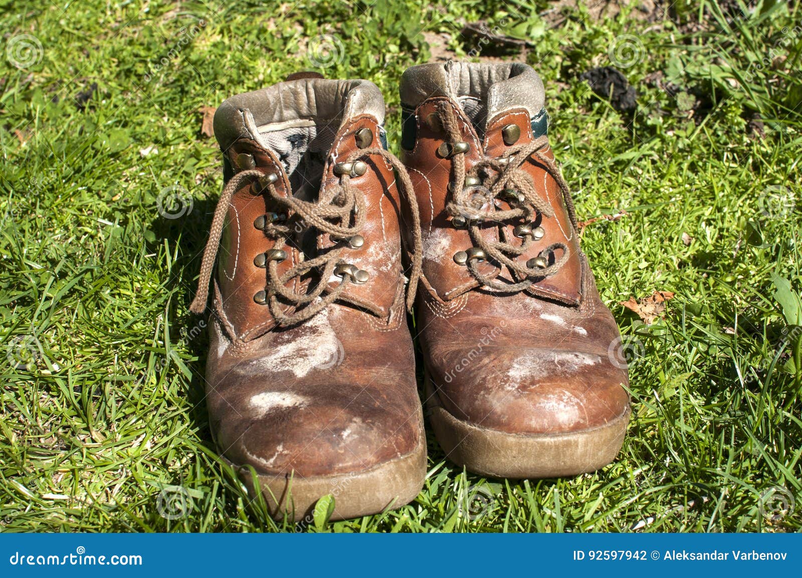 Old used grunge shoes stock photo. Image of green, background - 92597942