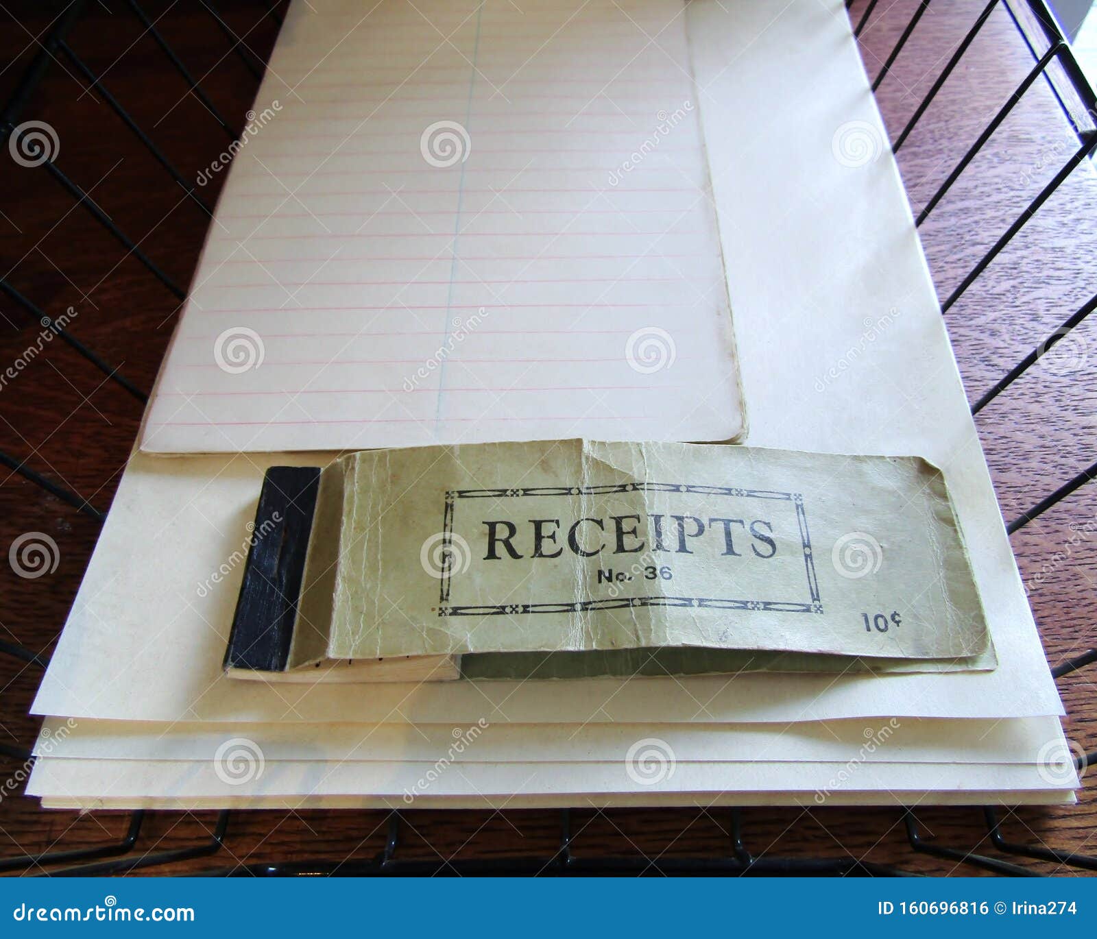 Old used receipt book stock photo. Image of folder, report 160696816