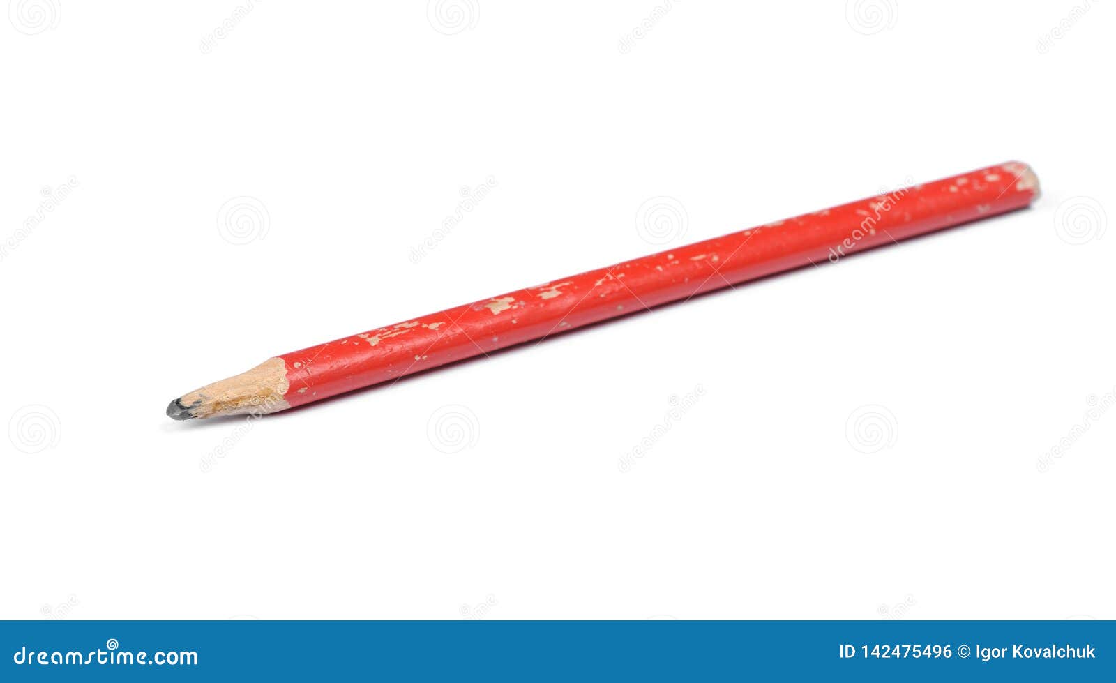old used red nibbled pencil