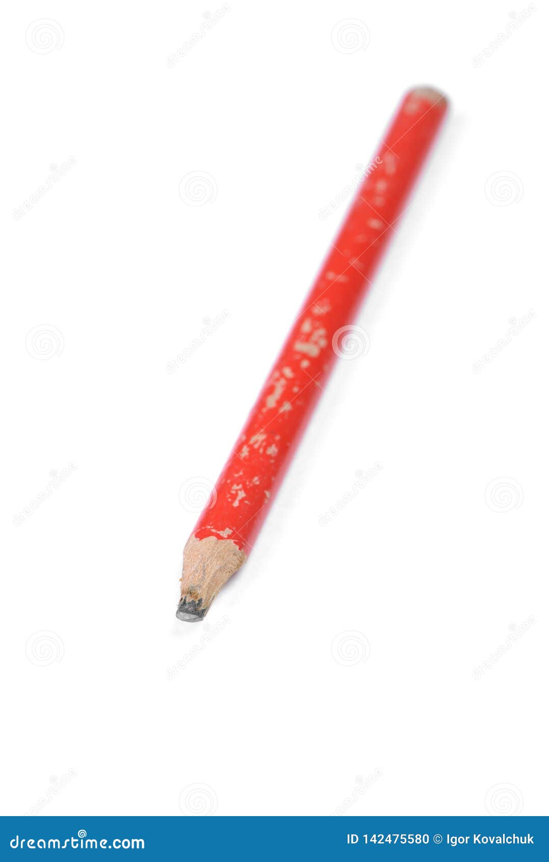 old used red nibbled pencil