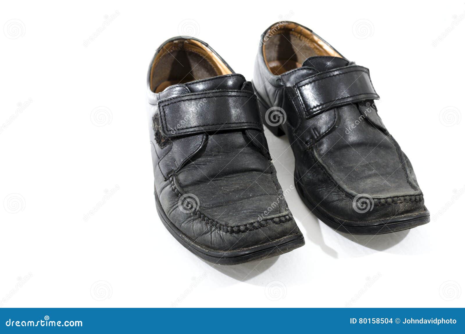 Old Used and Worn Black Leather Shoes Stock Photo - Image of preloved ...