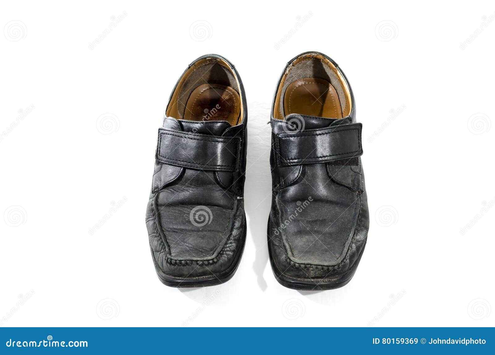 Old Used and Worn Black Leather Shoes Stock Image - Image of tied, mans ...