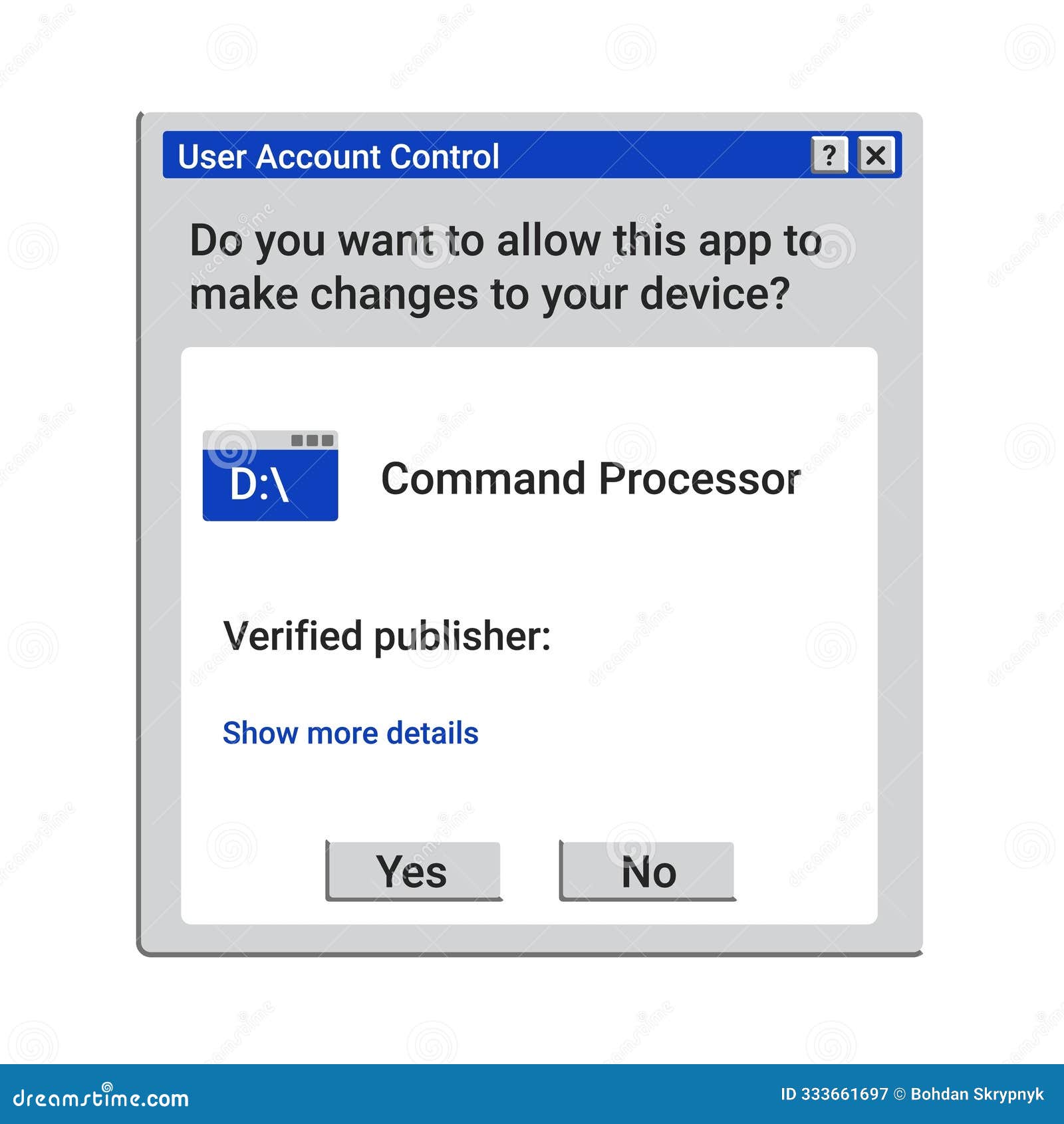 old user account control panel. installation of new program.