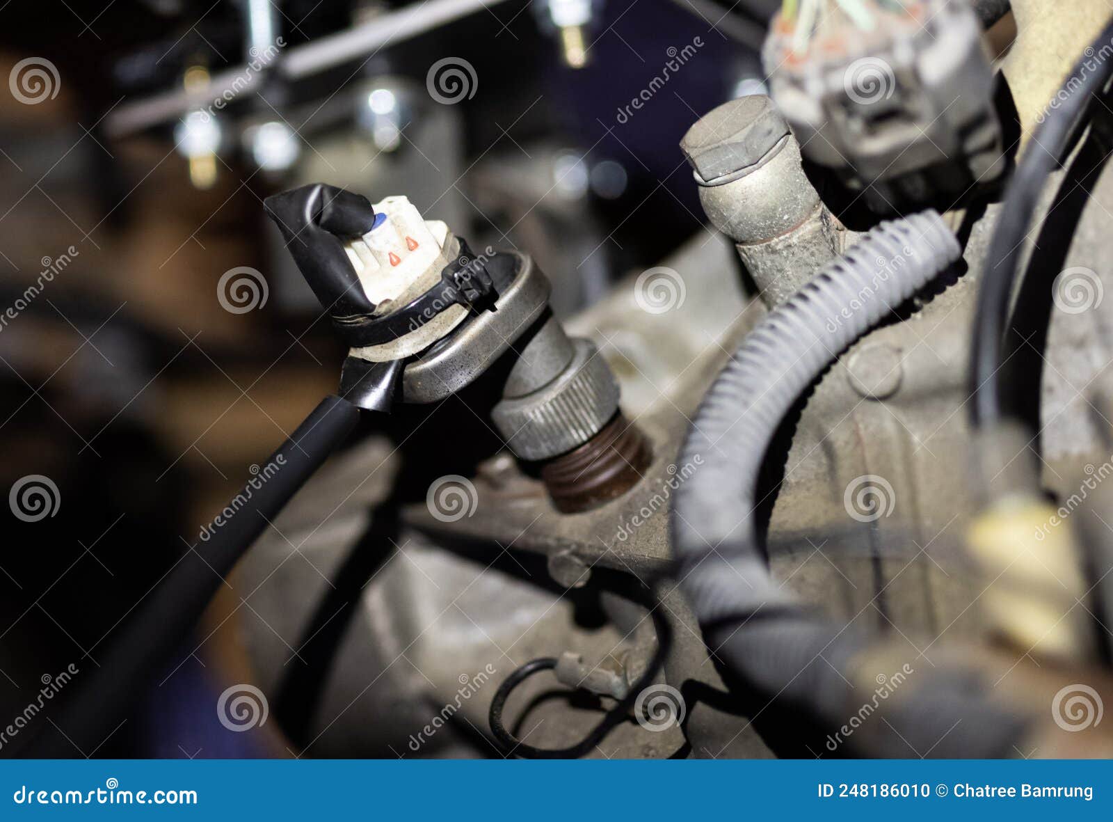 Old Vehicle Speed Sensor Car Speedometer Sensor. Stock Photo