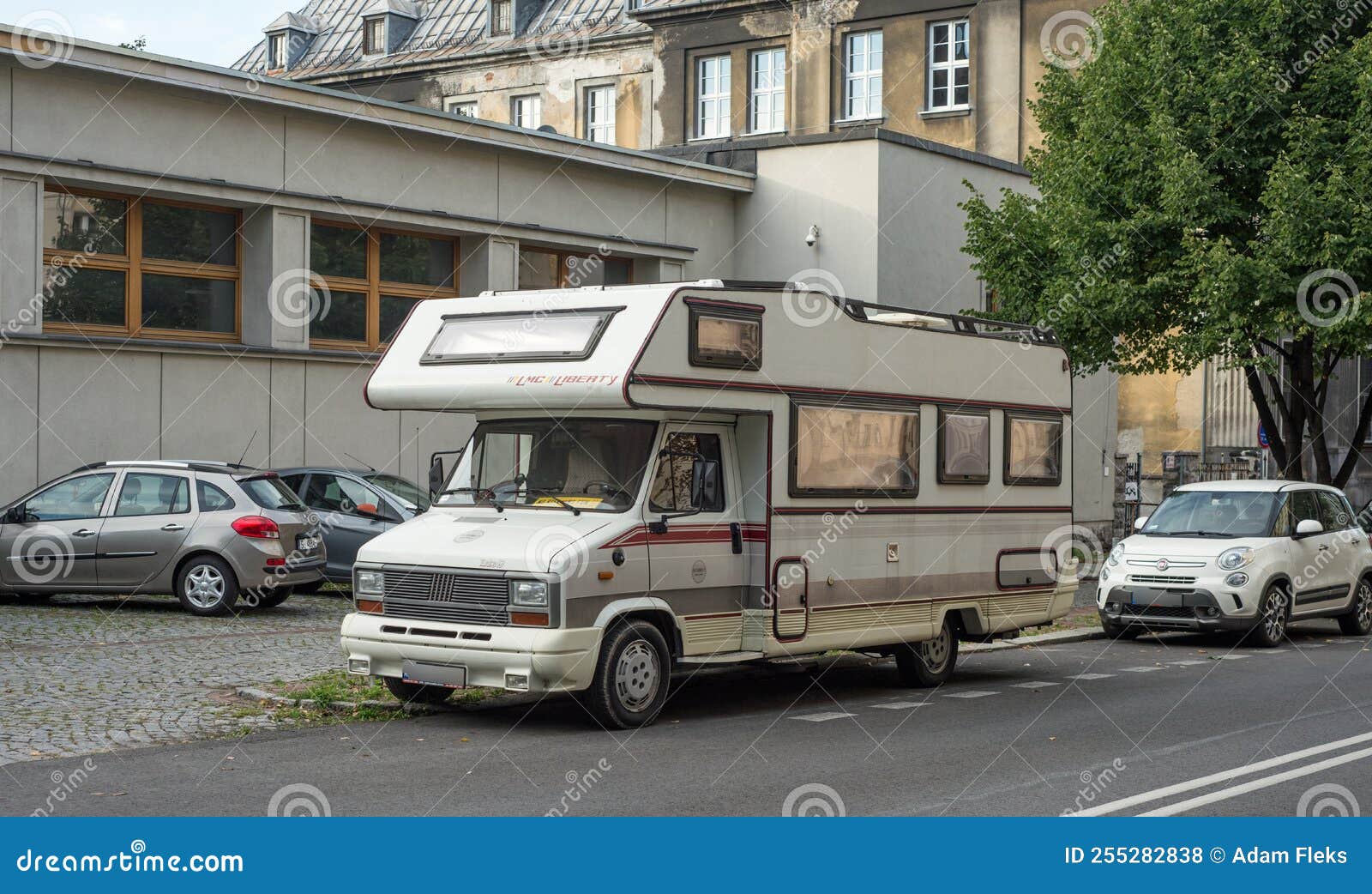 Old Italian Camper Fiat Ducato Parked on a Street Editorial Stock