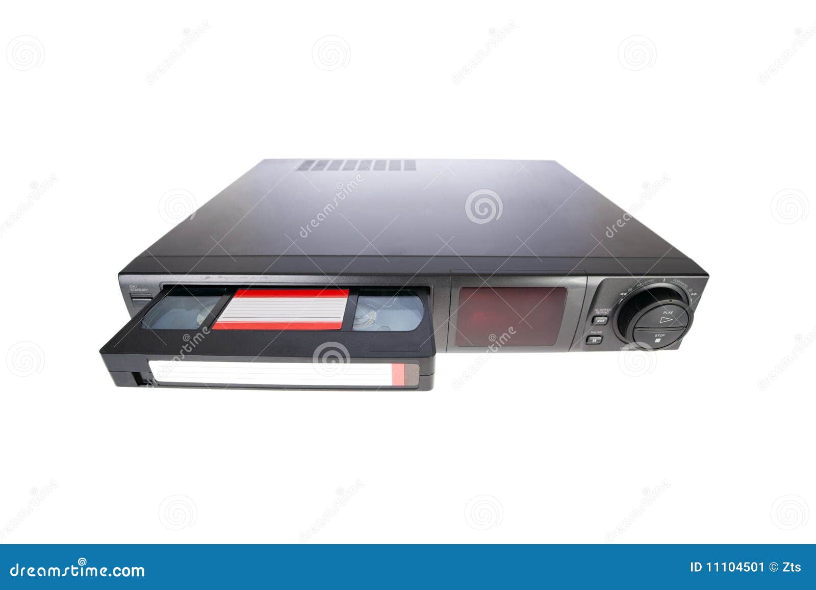 old video cassette recorder ejecting tape