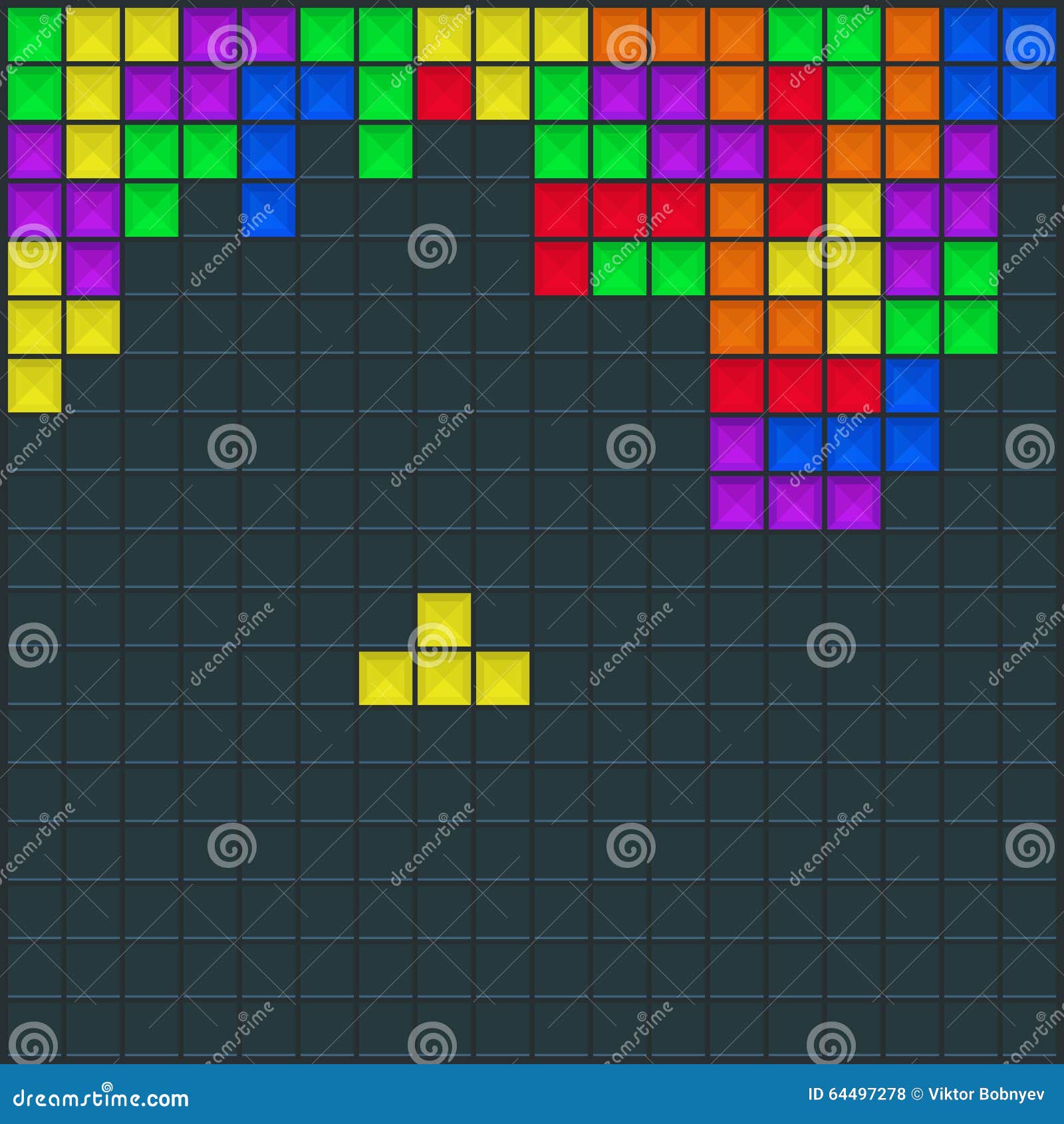 Game tetris pixel bricks pieces with black shadow Vector Image