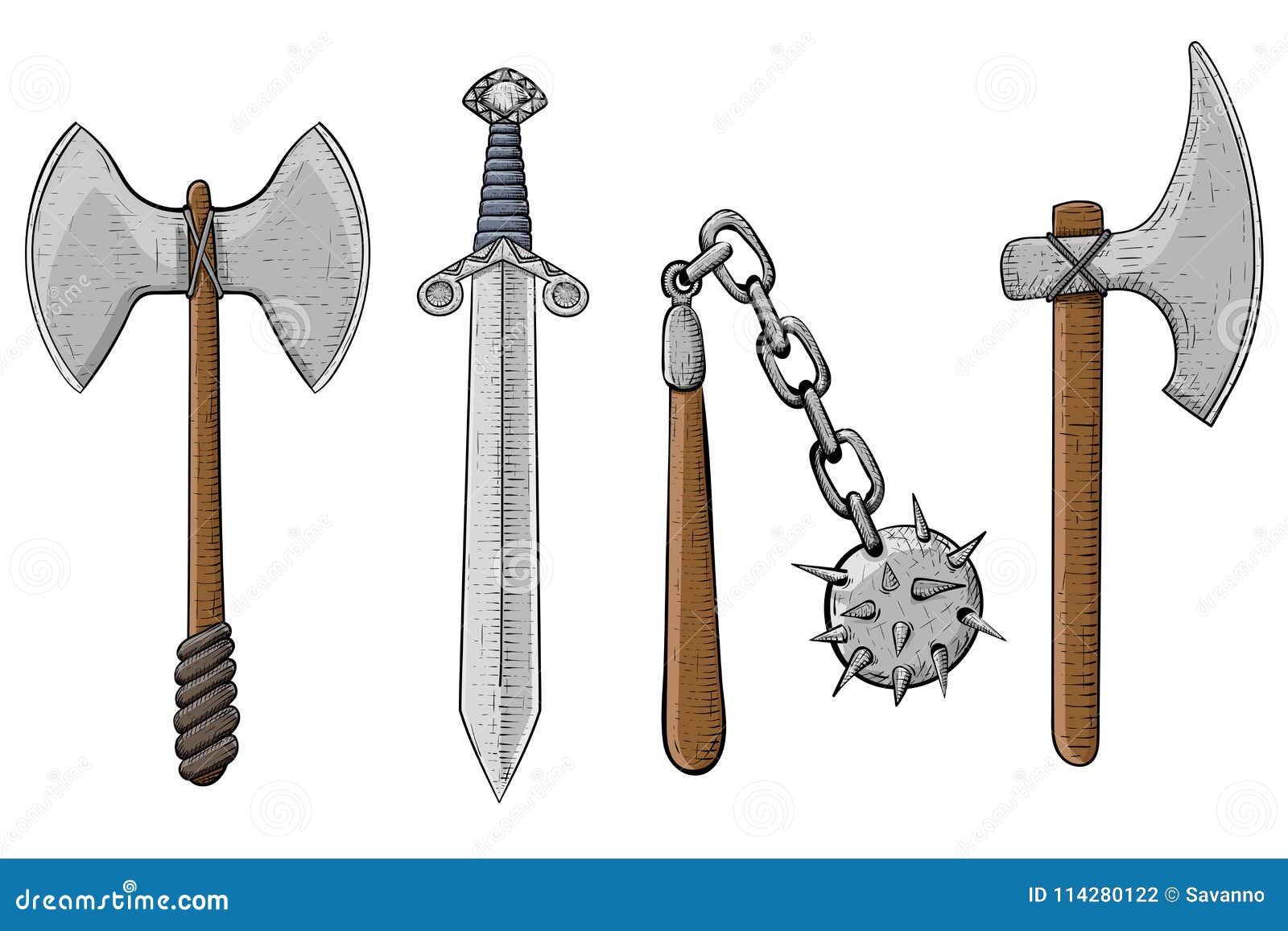 Viking Weapons Cartoon Vector | CartoonDealer.com #30907275