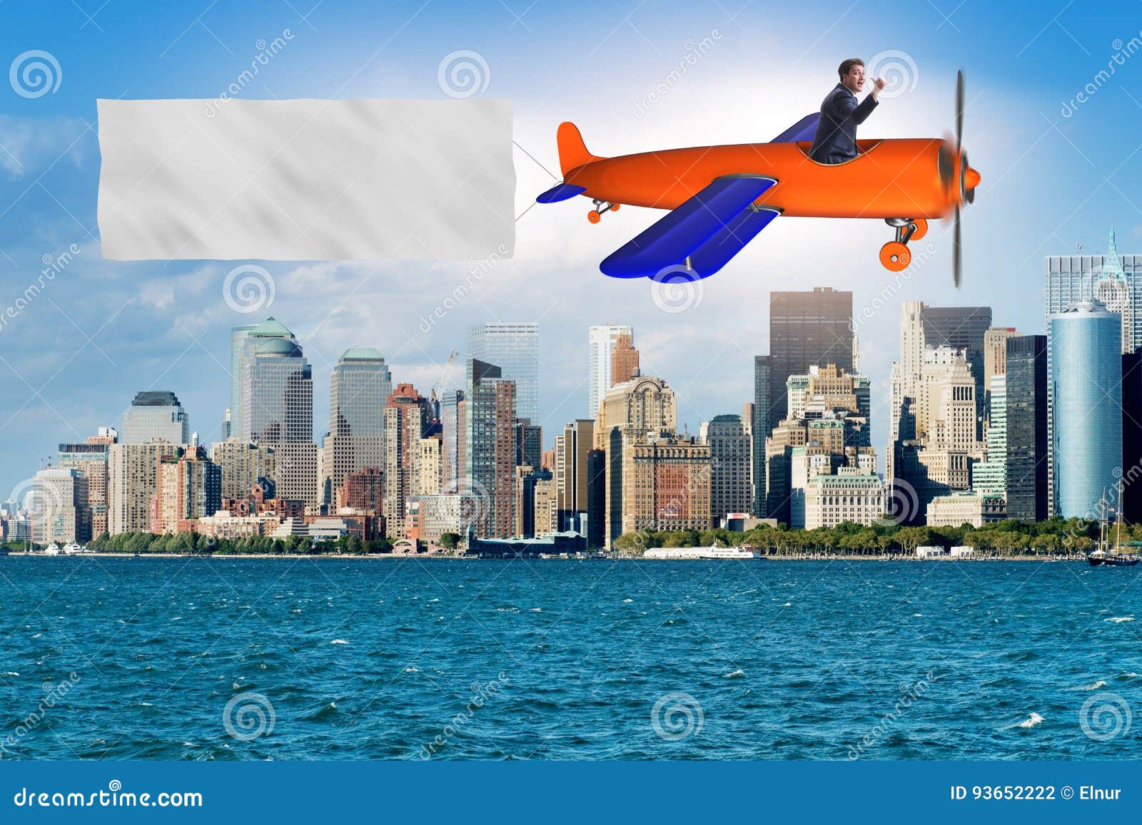 The Old Vintage Airplane with Banner Ribbon Stock Photo Image of