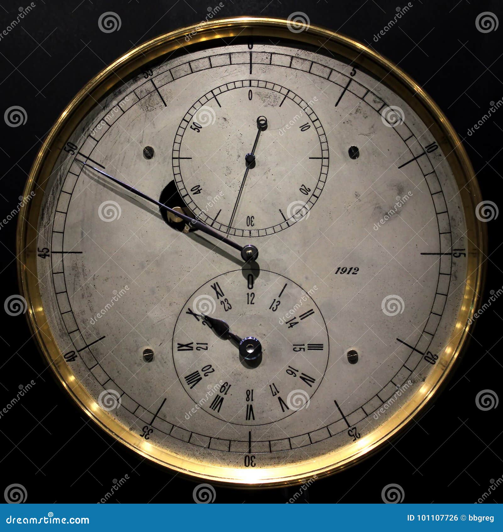 Old Vintage Analog Stopwatch and Clock, on Black Stock Photo Image of