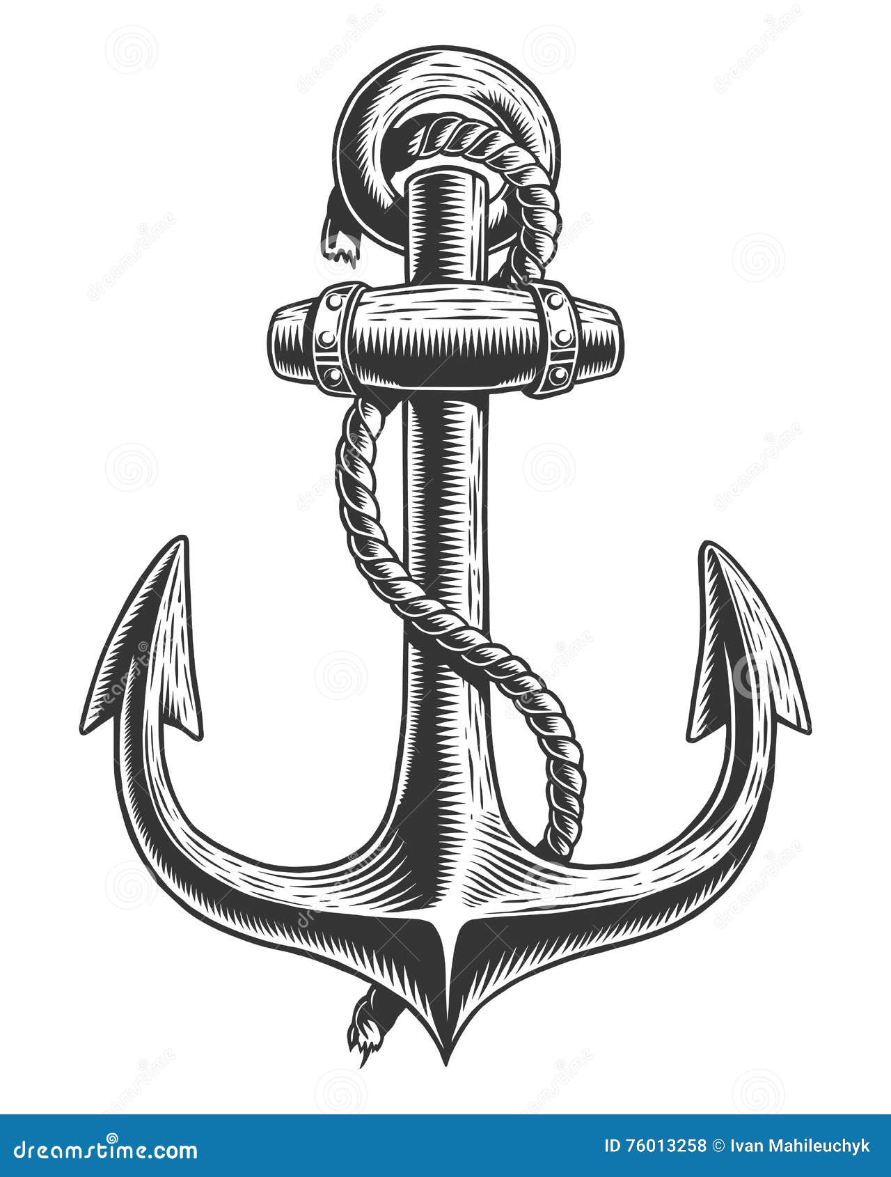 Old vintage anchor stock vector. Illustration of drawn - 76013258