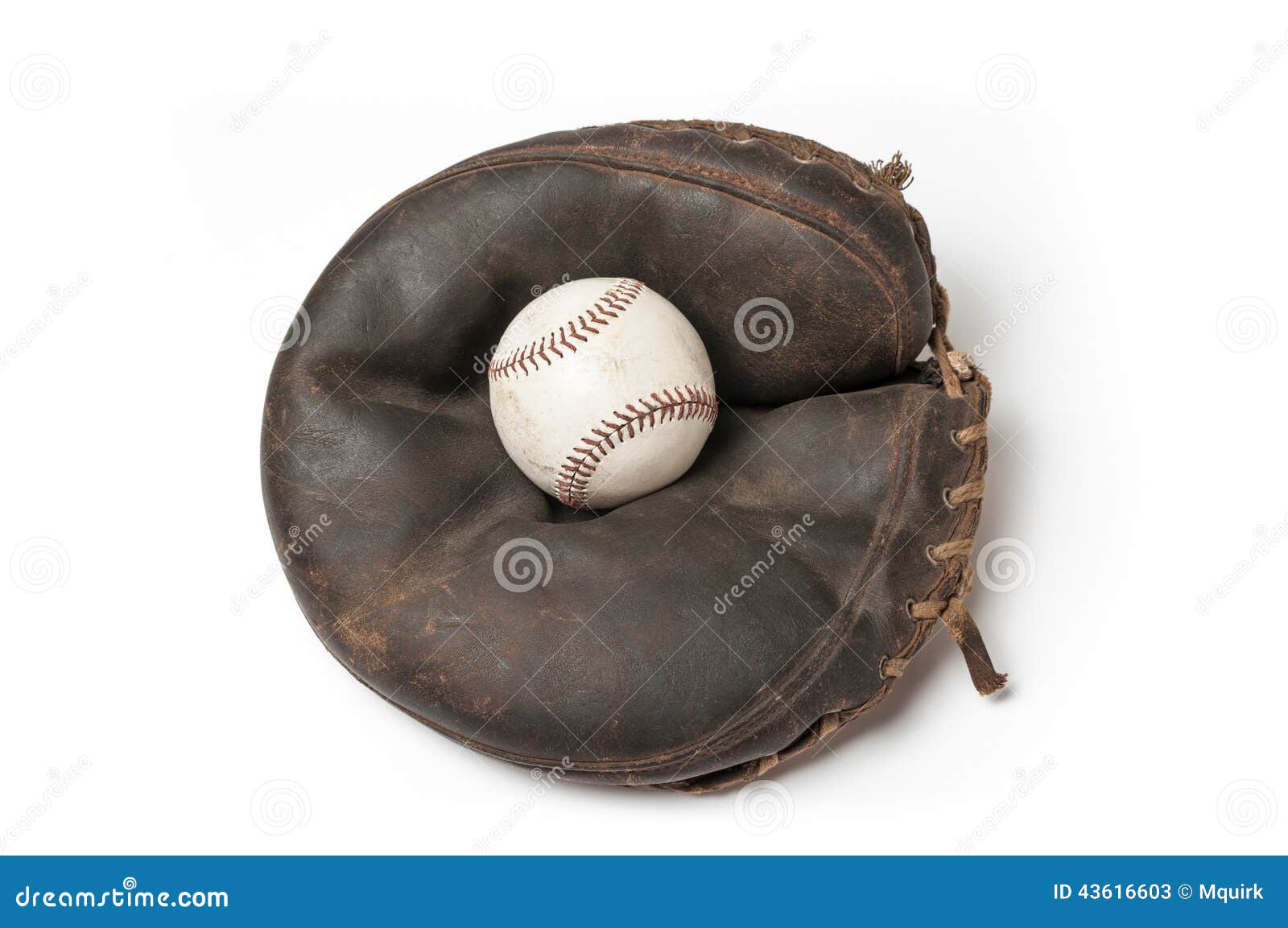 Old Vintage Baseball Mitt with a Ball Stock Image Image of sporting