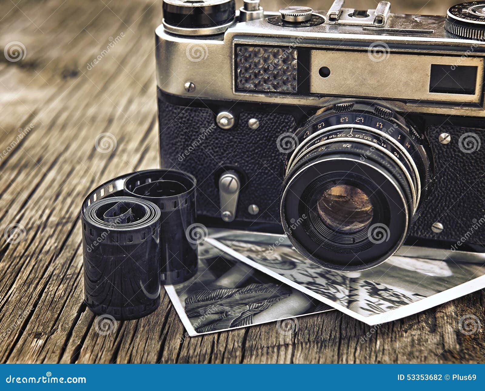 Old Vintage Camera Closeup On Wooden Background Stock Photo Image Of Brown Revival