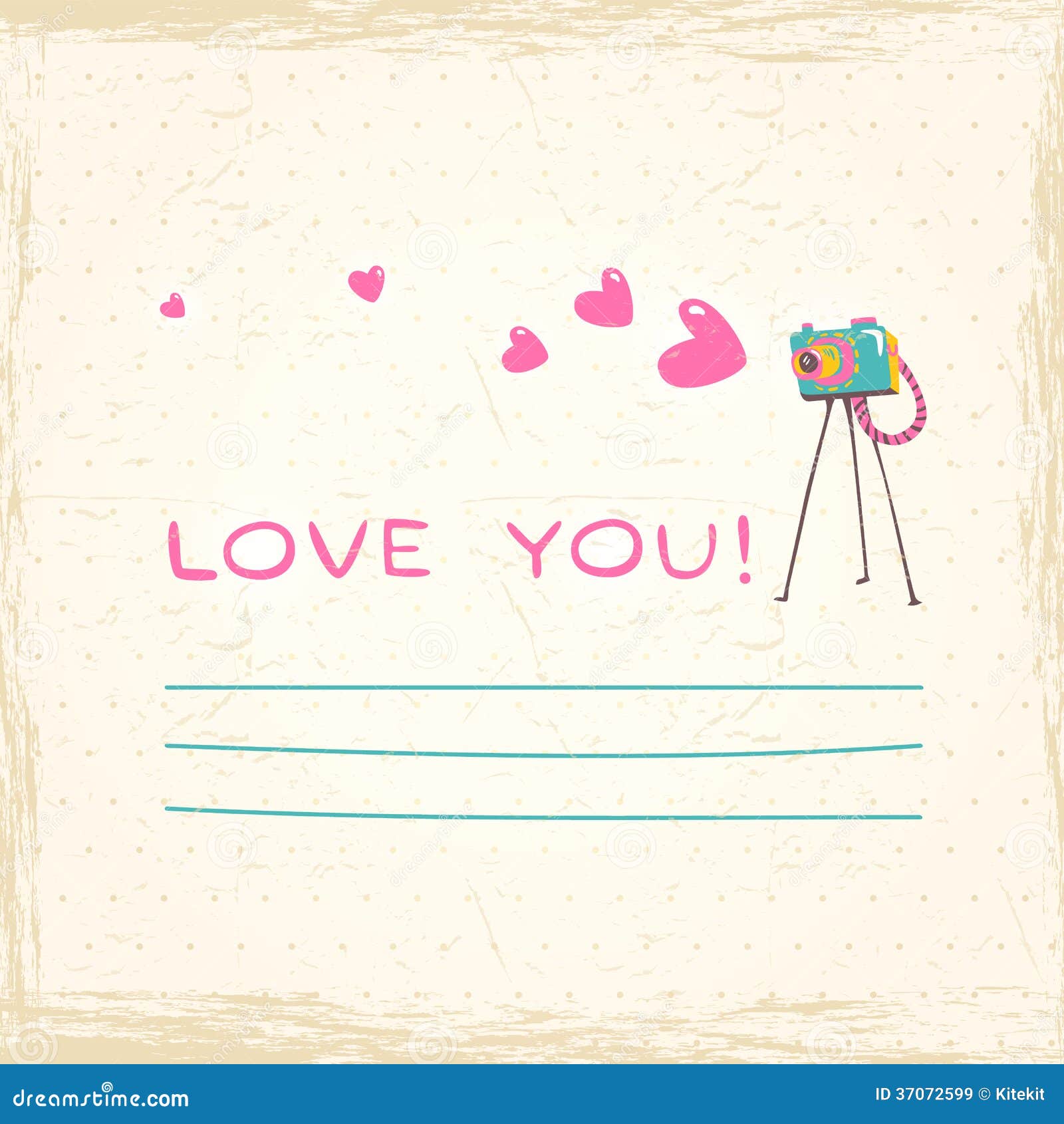 Old vintage camera with Heart. Vector illustration card in hipster style. Template for design of cards and invitations.