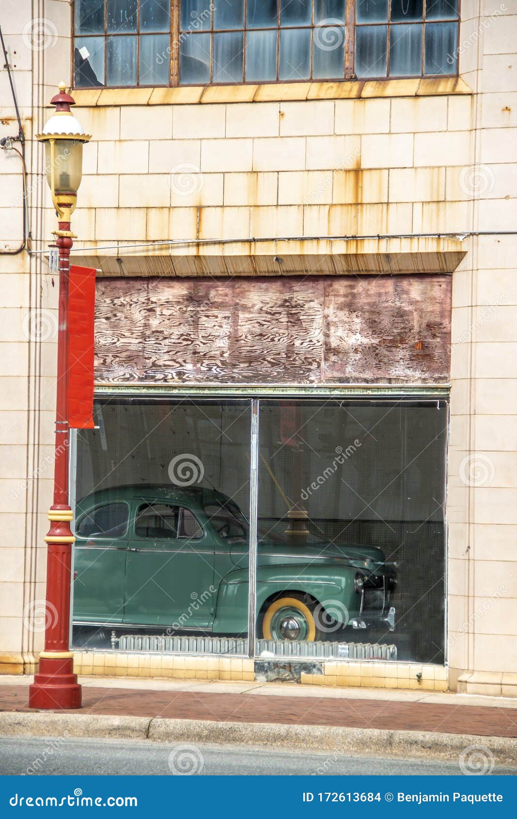 Old Vintage Car in a Store Window Stock Photo Image of architecture