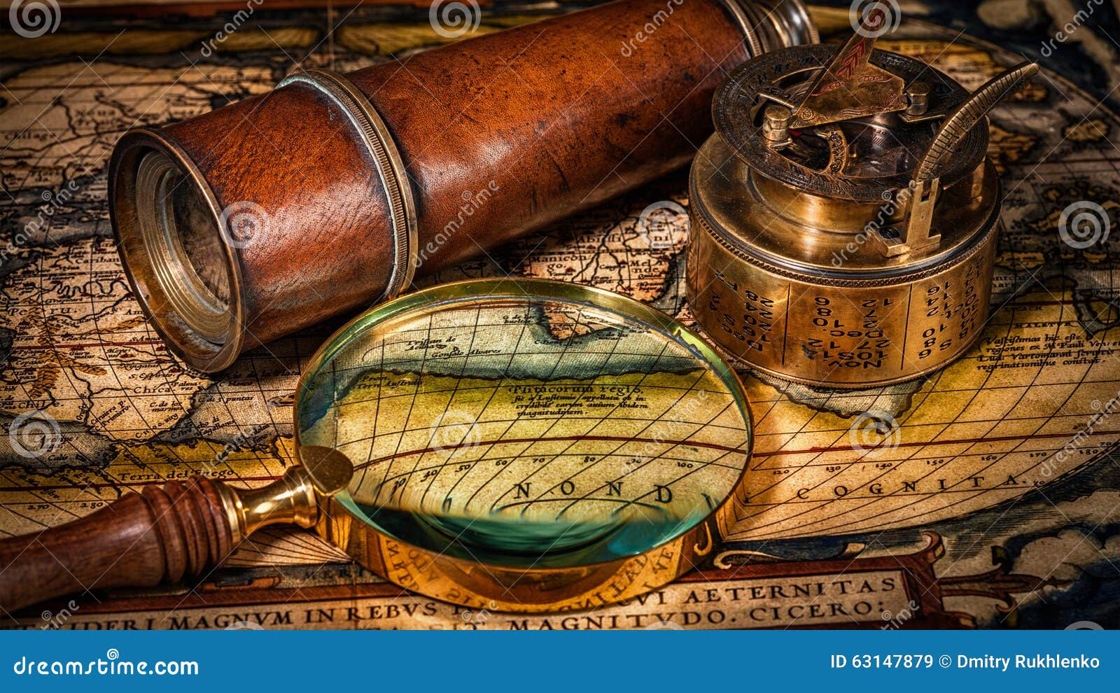 old vintage compass on ancient map