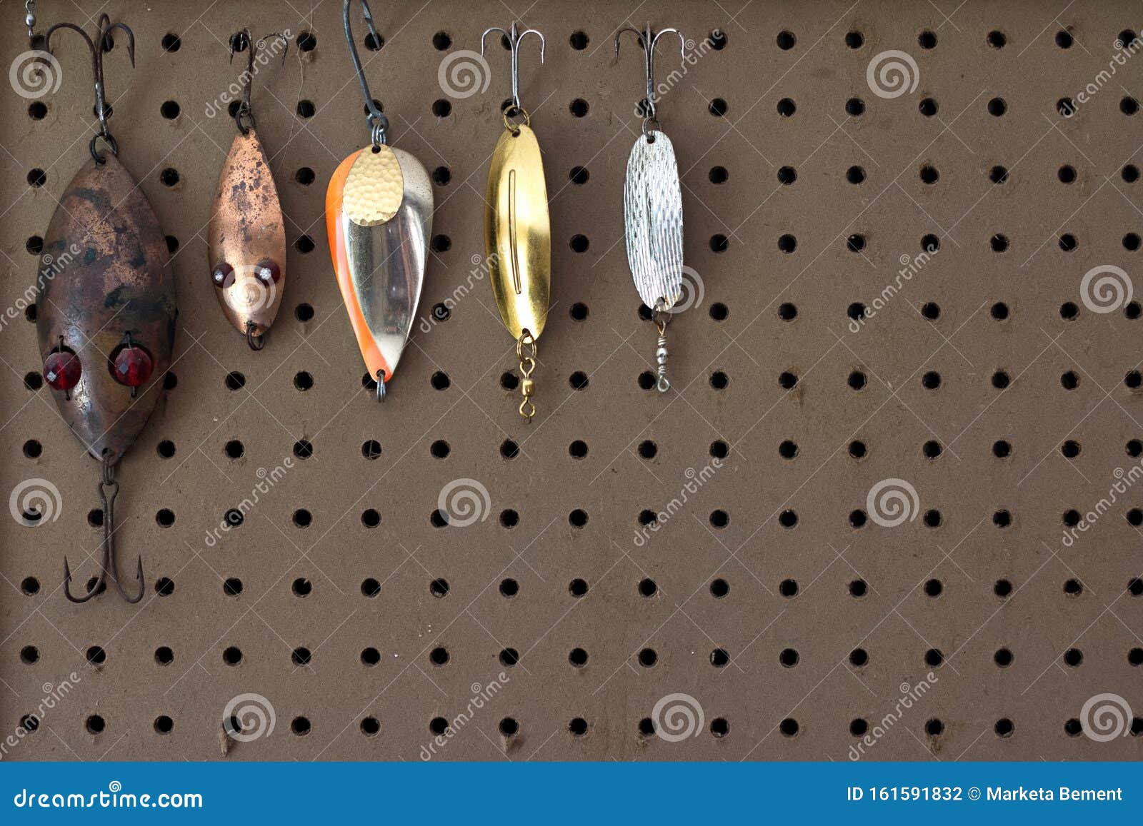 Old Shiny Vintage Fishing Lures Display Stock Photo - Image of close,  closeup: 161591832