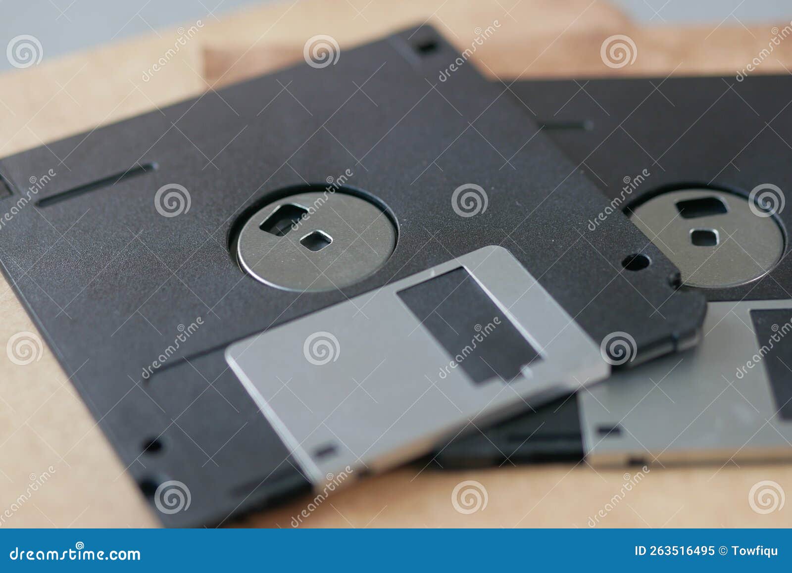 An Old Vintage Floppy Disk on a Gray Background. Stock Image Image of
