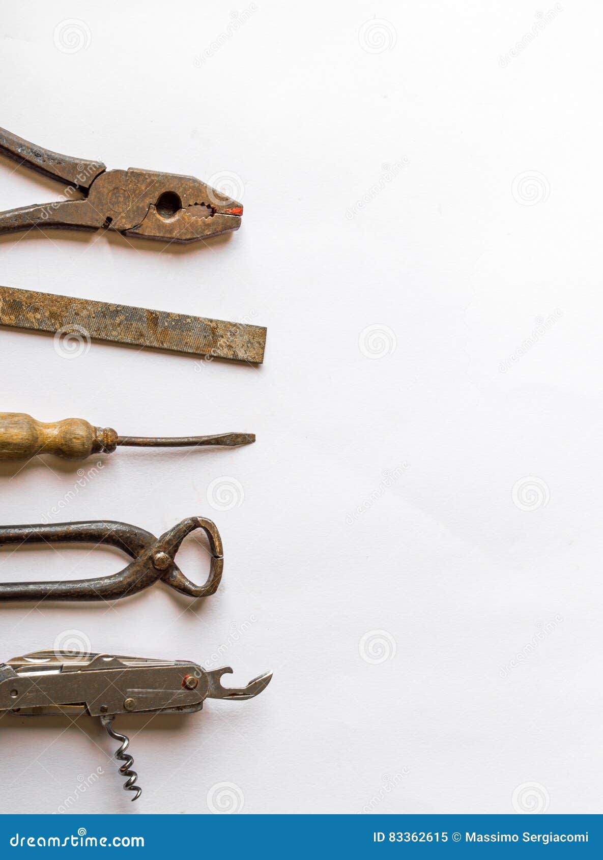 Old Vintage Hand Tools on Wooden Background Stock Image - Image of ...