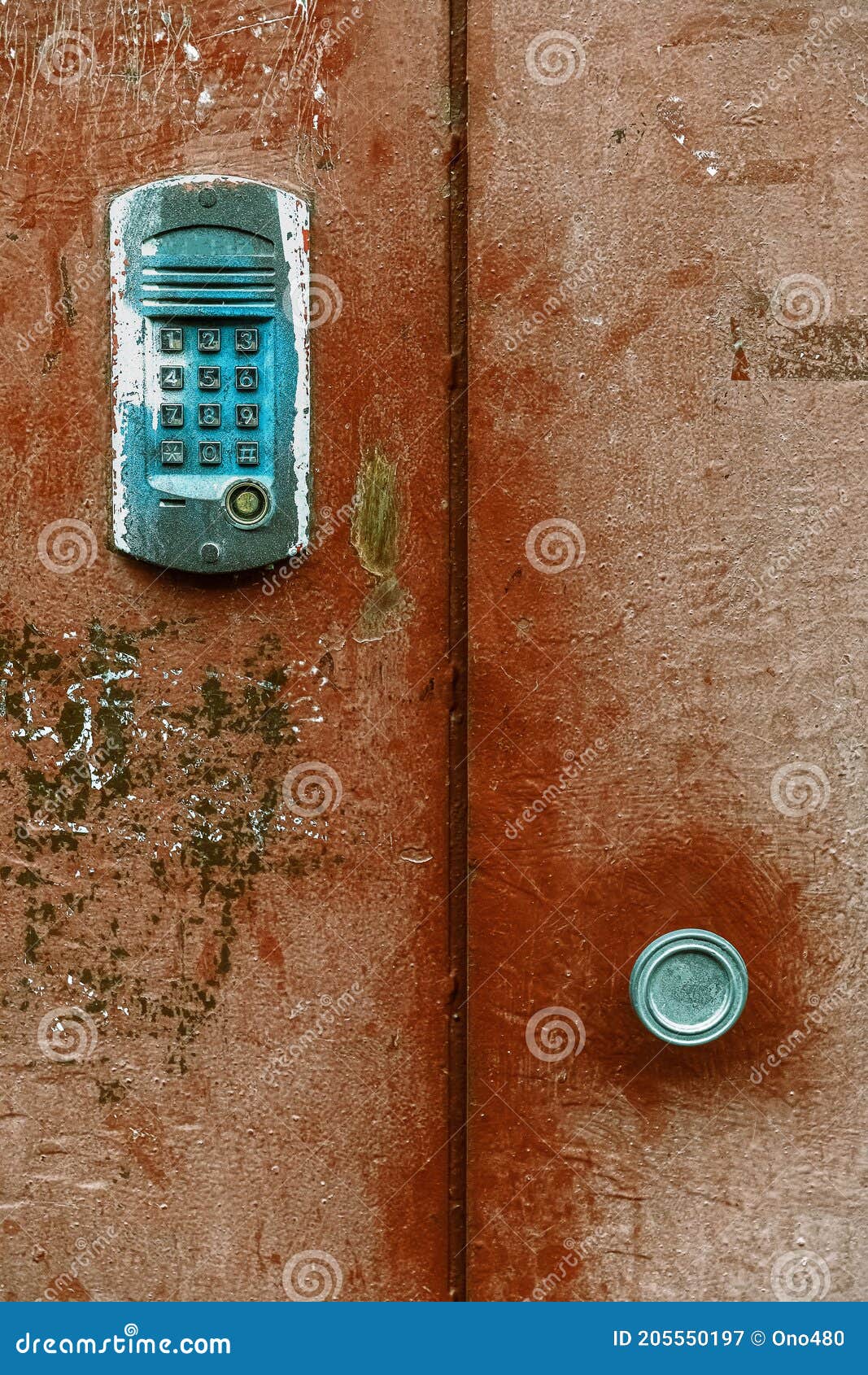 Old Vintage Doorbell on Apartment Building Doors Stock Image