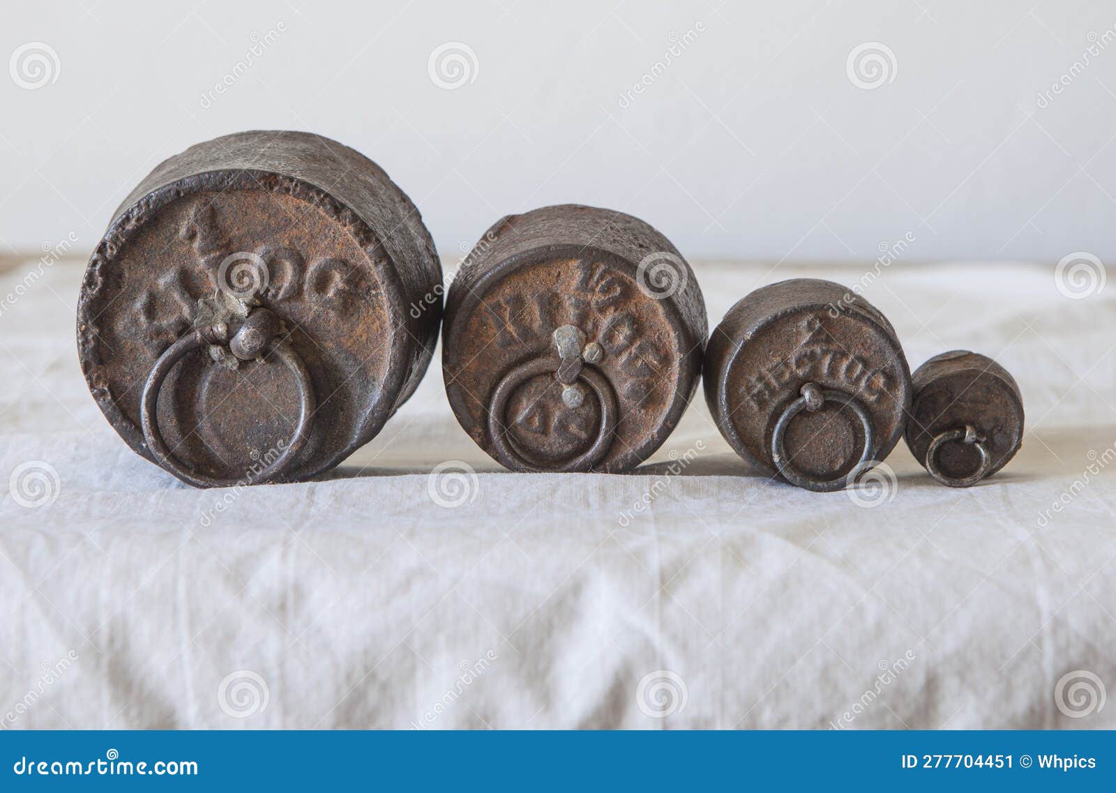 Old Vintage Iron Weights for Scale Stock Image Image of masses, four