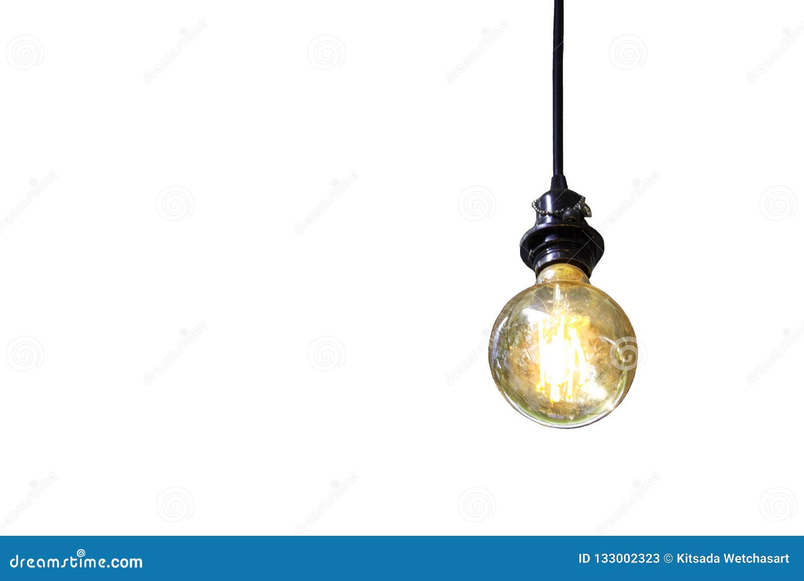 Old Vintage Light Bulb Isolated With Background.Idea Concept , W Stock