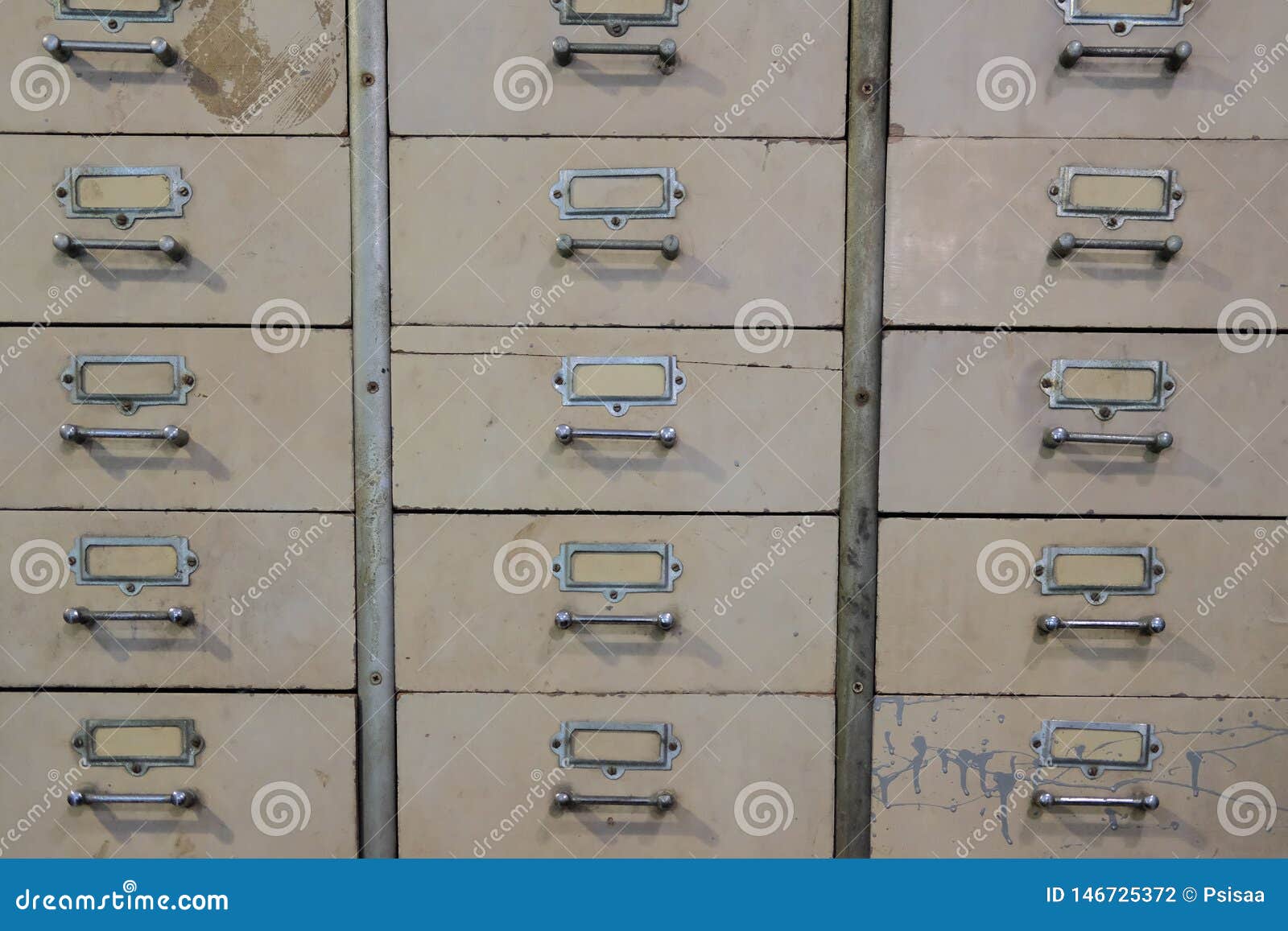 Old Vintage Metal Drawer Filing Cabinet Stock Photo Image Of