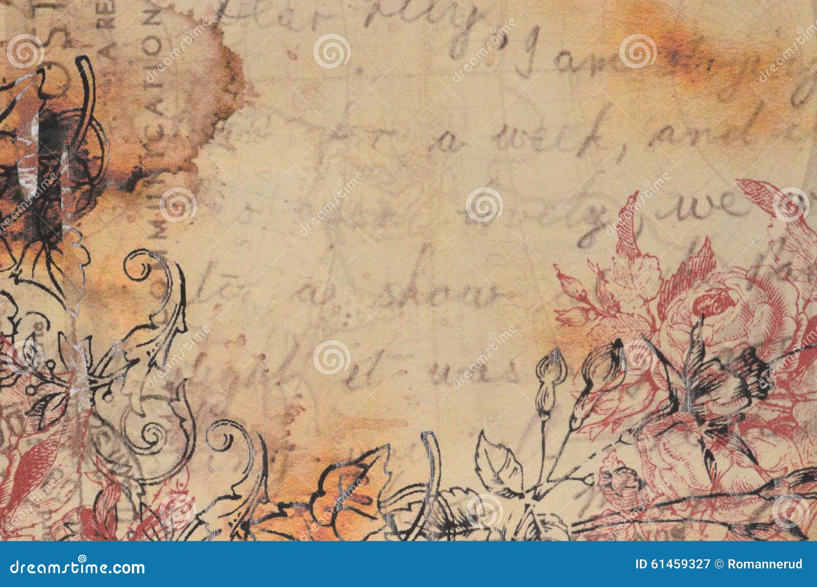 An Old Vintage Postcard. Grungy And Blurry Background Stock