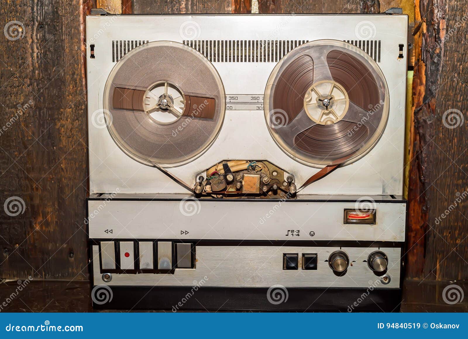 Old Vintage Reel Tape Recorder Stock Image - Image of film, background:  94840519