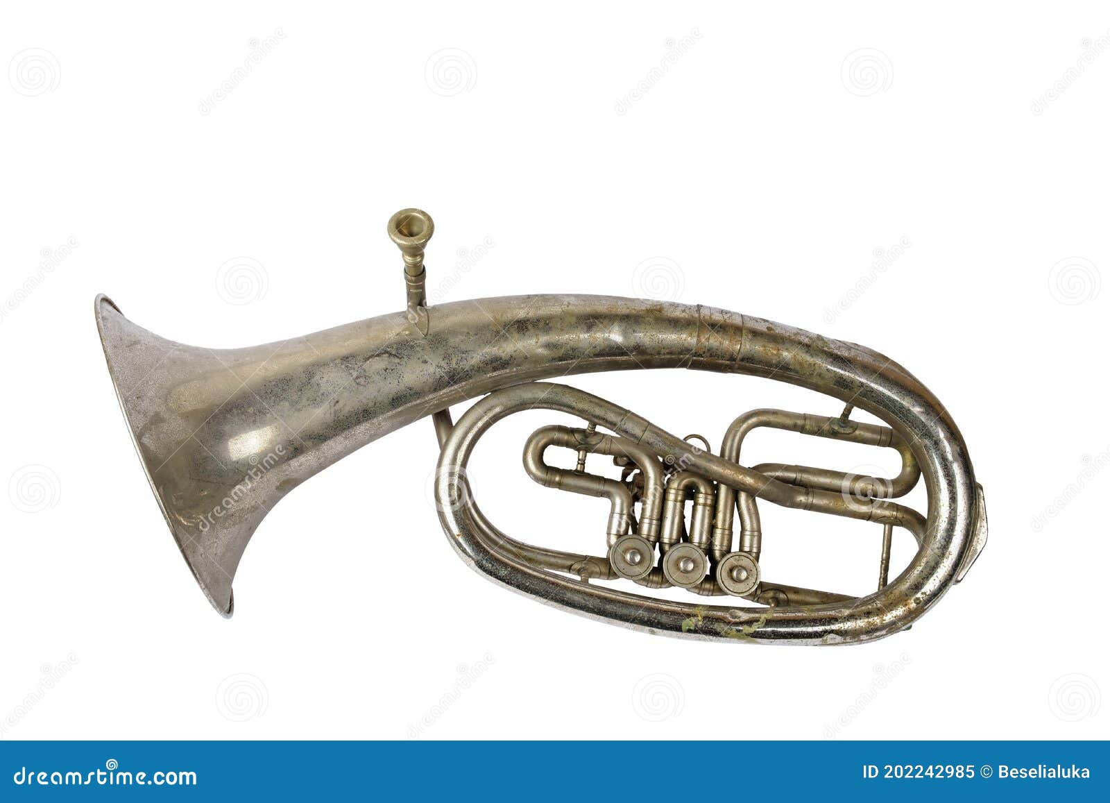 Old Vintage Tenor Horn on a White Background Stock Image Image of classical, detail 202242985