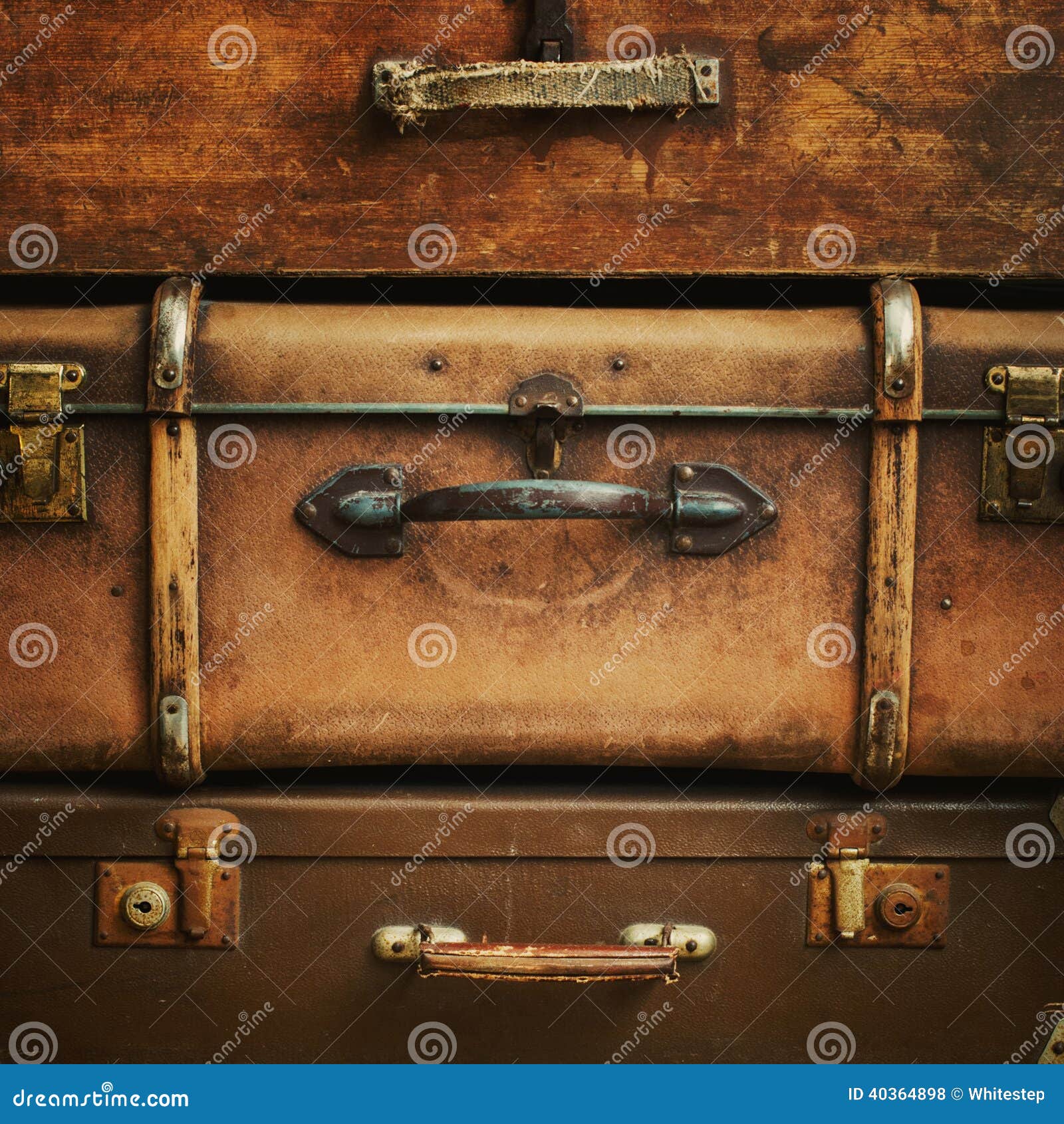 Old Vintage Trunks in a Stack, Square Stock Photo Image of metaphor