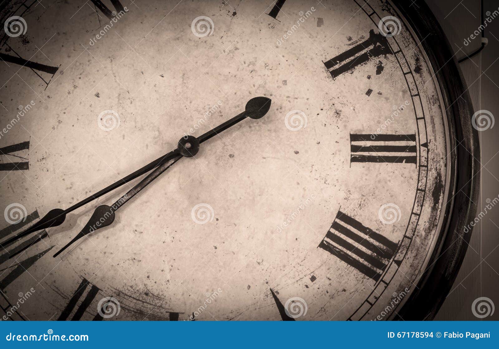 Old Vintage Wall Clock Detail Stock Photo Image of number, time 67178594