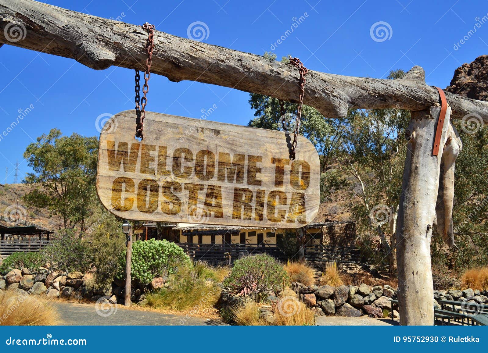 Old Vintage Wood Signboard with Text Welcome To Costa Rica Stock Photo ...