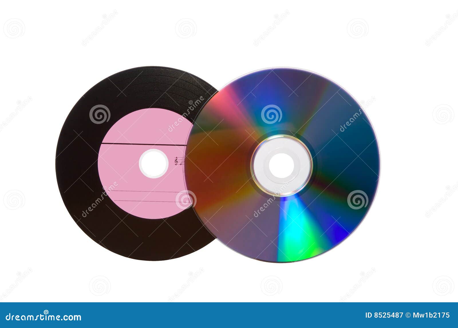 Old Vinyl Plate and CD. Path Included Stock Image Image of