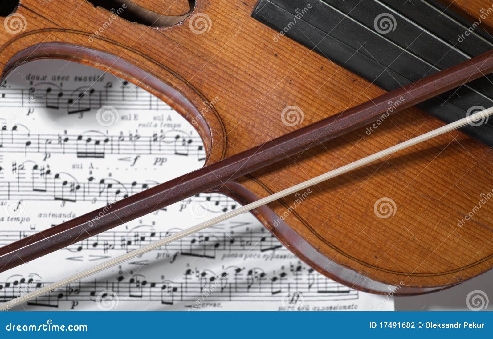 Old Violin, Bow And Notes Stock Photography Image 17491682
