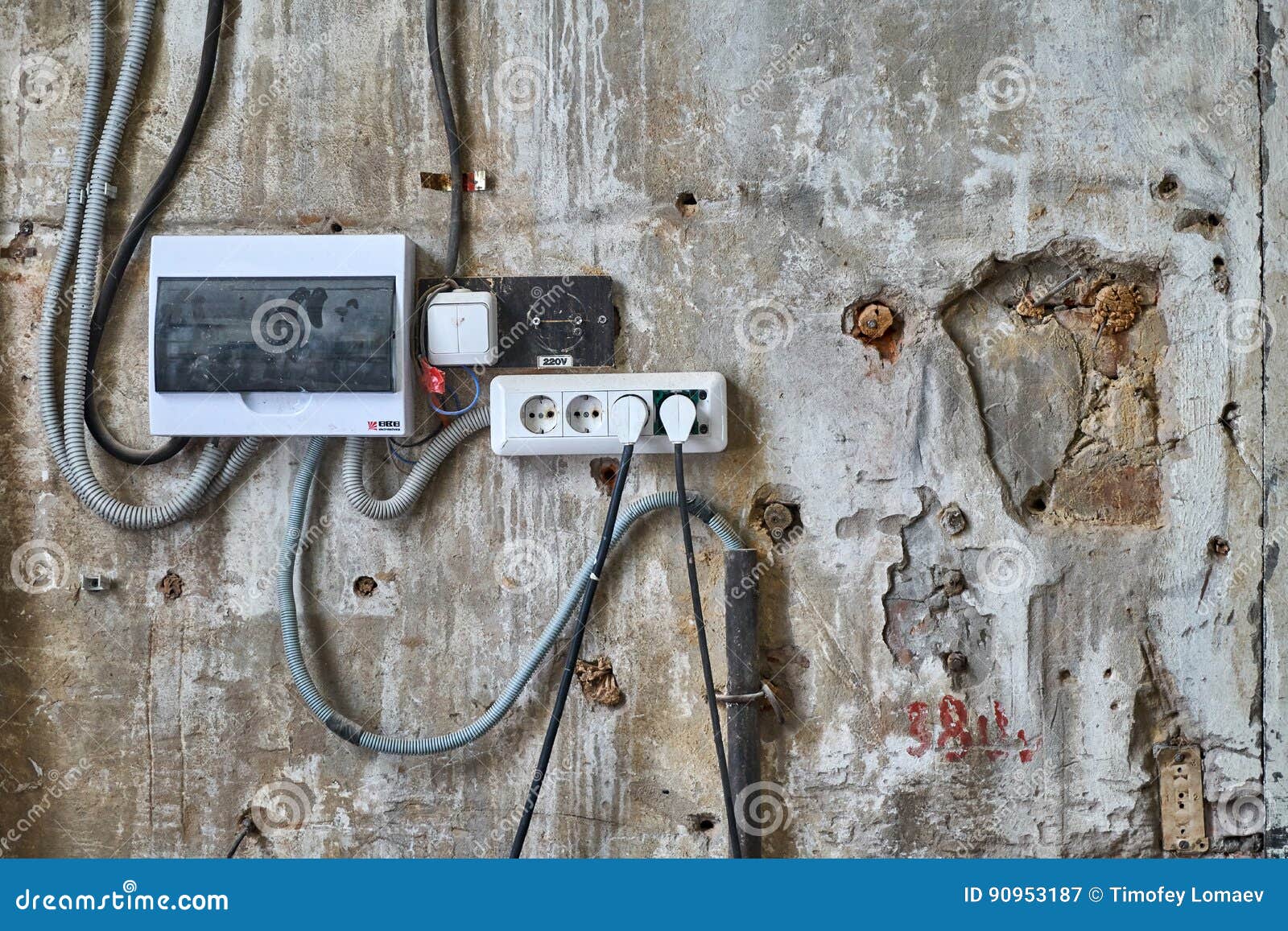 Old Wall with Electrical Outlets Stock Image Image of vintage